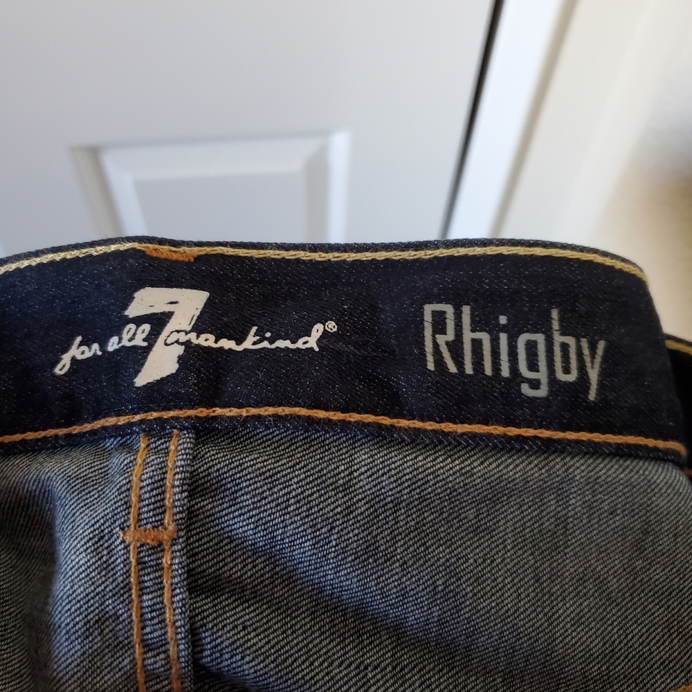 7 For All Mankind Rhigby Dark Wash Cotton Denim Jeans Men's Size 34 x 29 - Picture 3 of 7